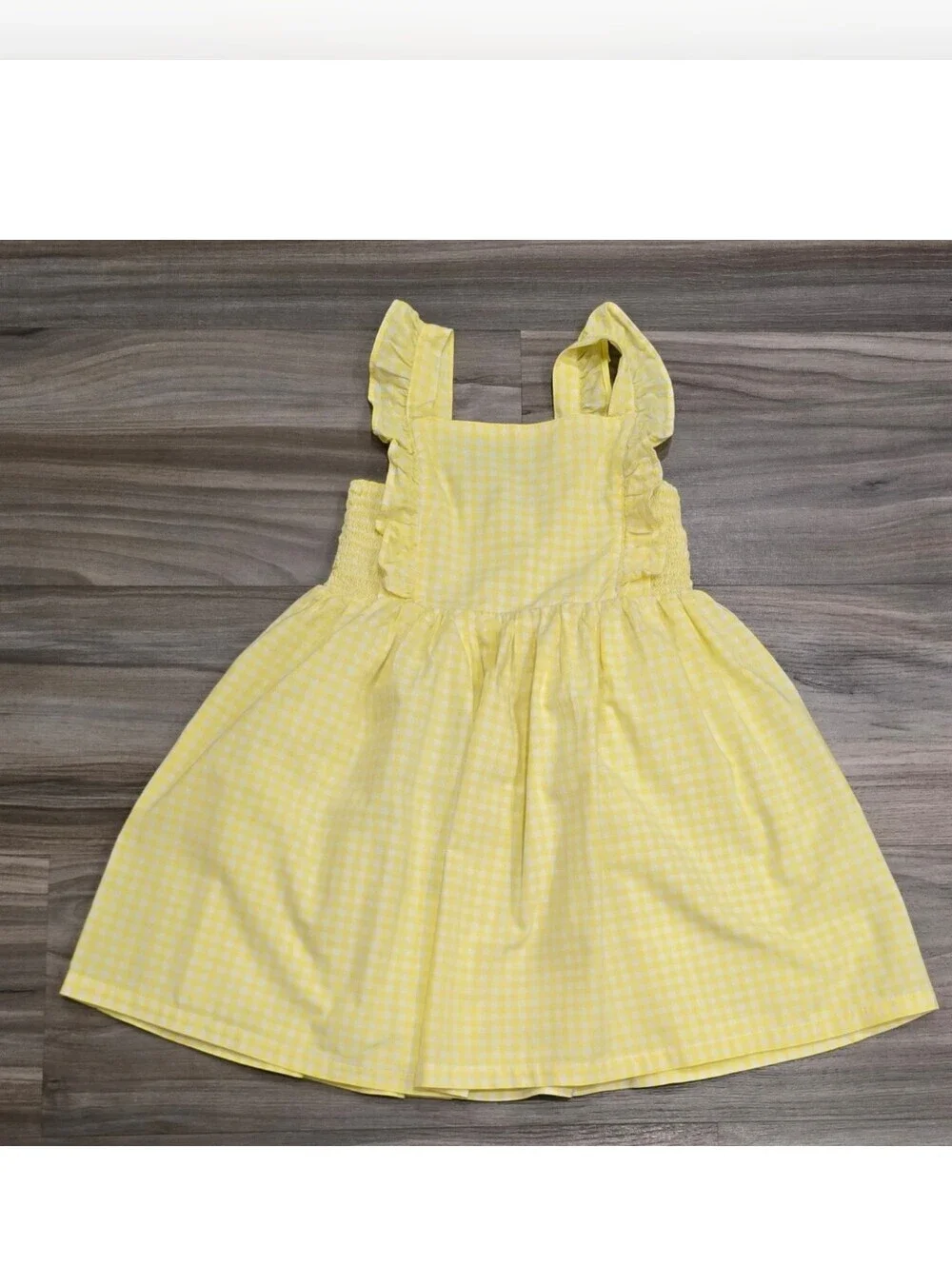 Carter’s Yellow White Gingham Sundress Girls Size 4T Fully Lined Cotton Dress
